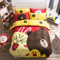 HKM-163411 Cartoon-Themed 4-Piece Cotton Bedding Set for 1.8m Beds