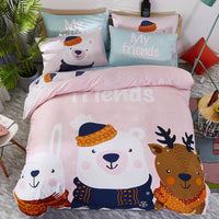 HKM-163411 Cartoon-Themed 4-Piece Cotton Bedding Set for 1.8m Beds