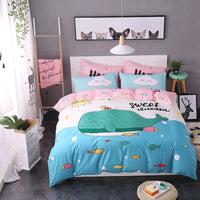 HKM-163411 Cartoon-Themed 4-Piece Cotton Bedding Set for 1.8m Beds