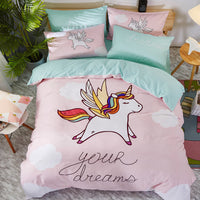 HKM-163411 Cartoon-Themed 4-Piece Cotton Bedding Set for 1.8m Beds