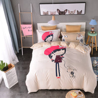 HKM-163411 Cartoon-Themed 4-Piece Cotton Bedding Set for 1.8m Beds