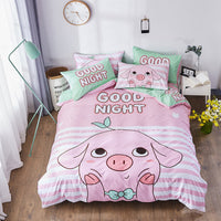 HKM-163411 Cartoon-Themed 4-Piece Cotton Bedding Set for 1.8m Beds