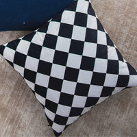 HKM-163539 Modern Black and White Geometric Velvet Pillow - Stylish Cushion with PP Cotton Filling, Multiple Sizes Available
