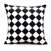 HKM-163539 Modern Black and White Geometric Velvet Pillow - Stylish Cushion with PP Cotton Filling, Multiple Sizes Available