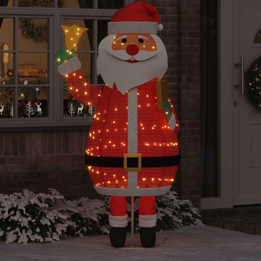 HKM-163603 Illuminated Santa Claus Decoration with 200 Warm White LEDs, 100 x 180 cm Fabric, Indoor/Outdoor Use