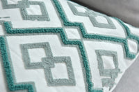 HKM-163603 Lake Water Green Cotton Canvas Geometric Wool Embroidery Pillowcase 45x45cm