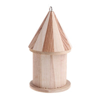 HKM-163731 Handcrafted Pine Wooden Outdoor Bird Nest - Rustic Carved Design