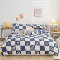HKM-163795 Aloe Cotton Four-Piece Bedding Set with Floral and Plant Pattern, Multiple Sizes Available