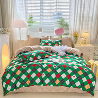 HKM-163795 Aloe Cotton Four-Piece Bedding Set with Floral and Plant Pattern, Multiple Sizes Available