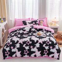 HKM-163795 Aloe Cotton Four-Piece Bedding Set with Floral and Plant Pattern, Multiple Sizes Available