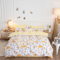 HKM-163795 Aloe Cotton Four-Piece Bedding Set with Floral and Plant Pattern, Multiple Sizes Available