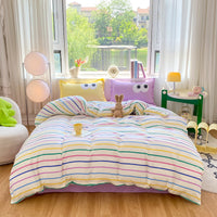 HKM-163795 Aloe Cotton Four-Piece Bedding Set with Floral and Plant Pattern, Multiple Sizes Available