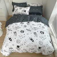 HKM-163795 Aloe Cotton Four-Piece Bedding Set with Floral and Plant Pattern, Multiple Sizes Available