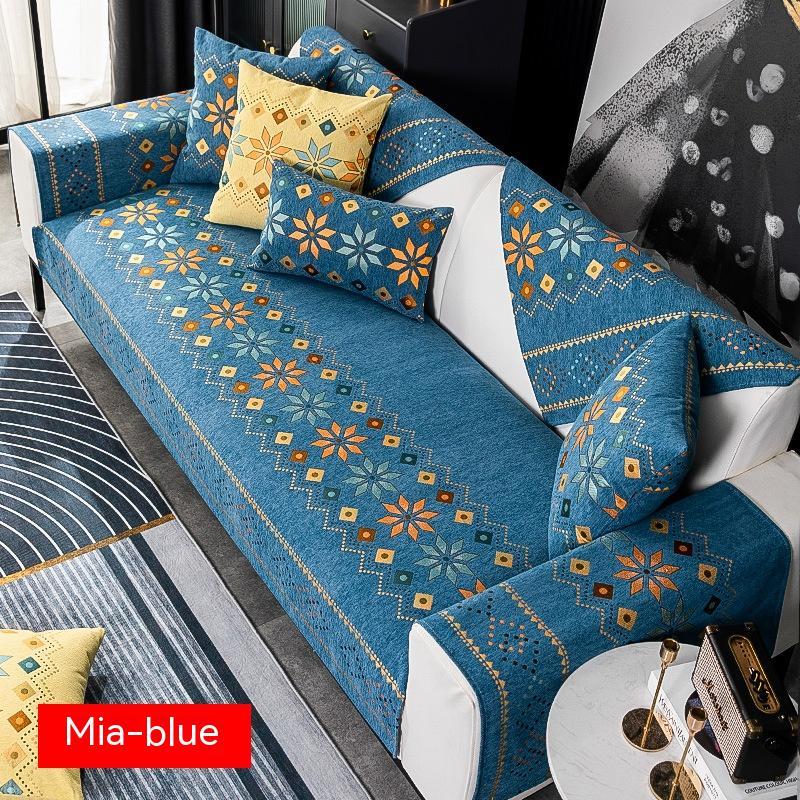 HKM-163859 Bohemian Chenille Sofa Cushion Cover - Four Seasons Universal Design, Non-Slip, Various Sizes and Colors