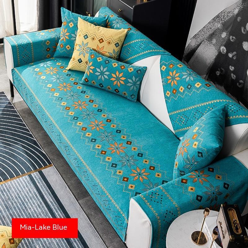 HKM-163859 Bohemian Chenille Sofa Cushion Cover - Four Seasons Universal Design, Non-Slip, Various Sizes and Colors