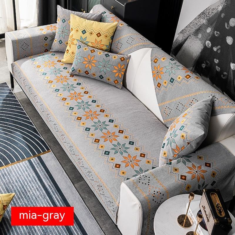 HKM-163859 Bohemian Chenille Sofa Cushion Cover - Four Seasons Universal Design, Non-Slip, Various Sizes and Colors