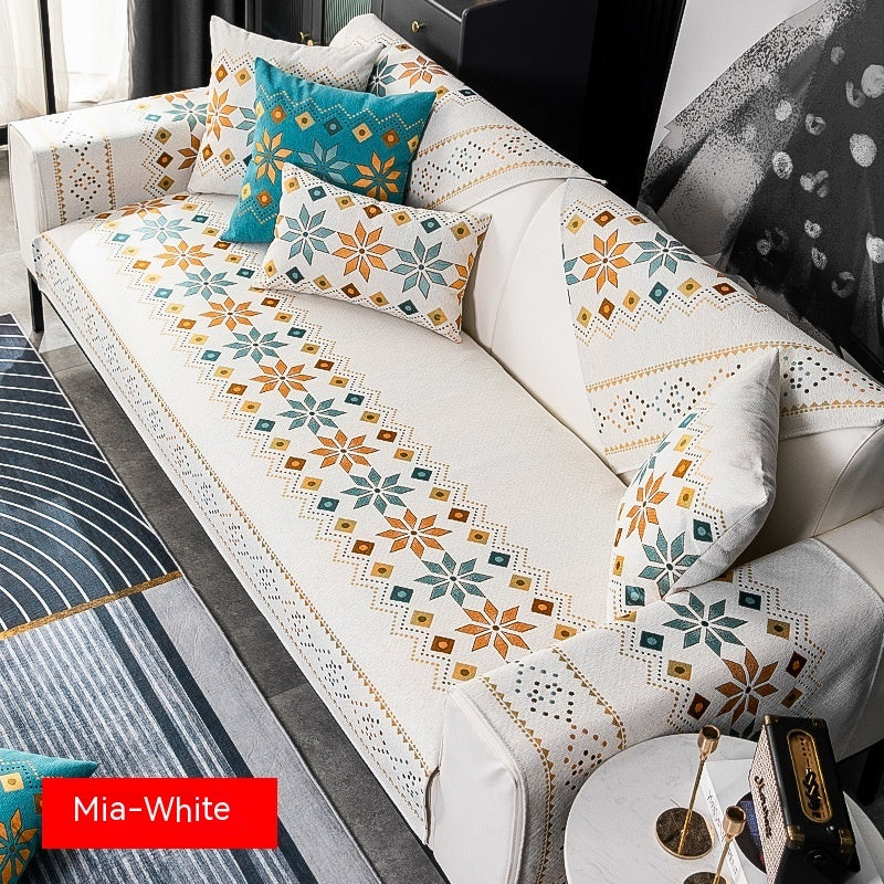 HKM-163859 Bohemian Chenille Sofa Cushion Cover - Four Seasons Universal Design, Non-Slip, Various Sizes and Colors