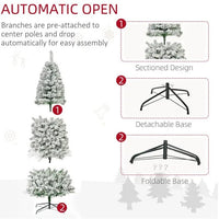 HKM-163923 9ft Snow-Flocked Slim Douglas Fir Artificial Christmas Tree with 550 LED Lights and 988 Realistic Branch Tips