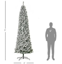 HKM-163923 9ft Snow-Flocked Slim Douglas Fir Artificial Christmas Tree with 550 LED Lights and 988 Realistic Branch Tips