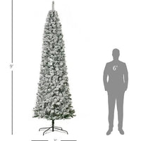 HKM-163923 9ft Snow-Flocked Slim Douglas Fir Artificial Christmas Tree with 550 LED Lights and 988 Realistic Branch Tips