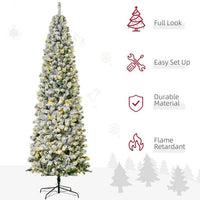 HKM-163923 9ft Snow-Flocked Slim Douglas Fir Artificial Christmas Tree with 550 LED Lights and 988 Realistic Branch Tips
