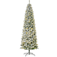 HKM-163923 9ft Snow-Flocked Slim Douglas Fir Artificial Christmas Tree with 550 LED Lights and 988 Realistic Branch Tips