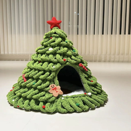 HKM-163923 Cozy Handmade Felt Cat House Tent – Indoor Pet Nest for Cats Under 12 Pounds
