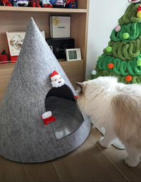 HKM-163923 Cozy Handmade Felt Cat House Tent – Indoor Pet Nest for Cats Under 12 Pounds