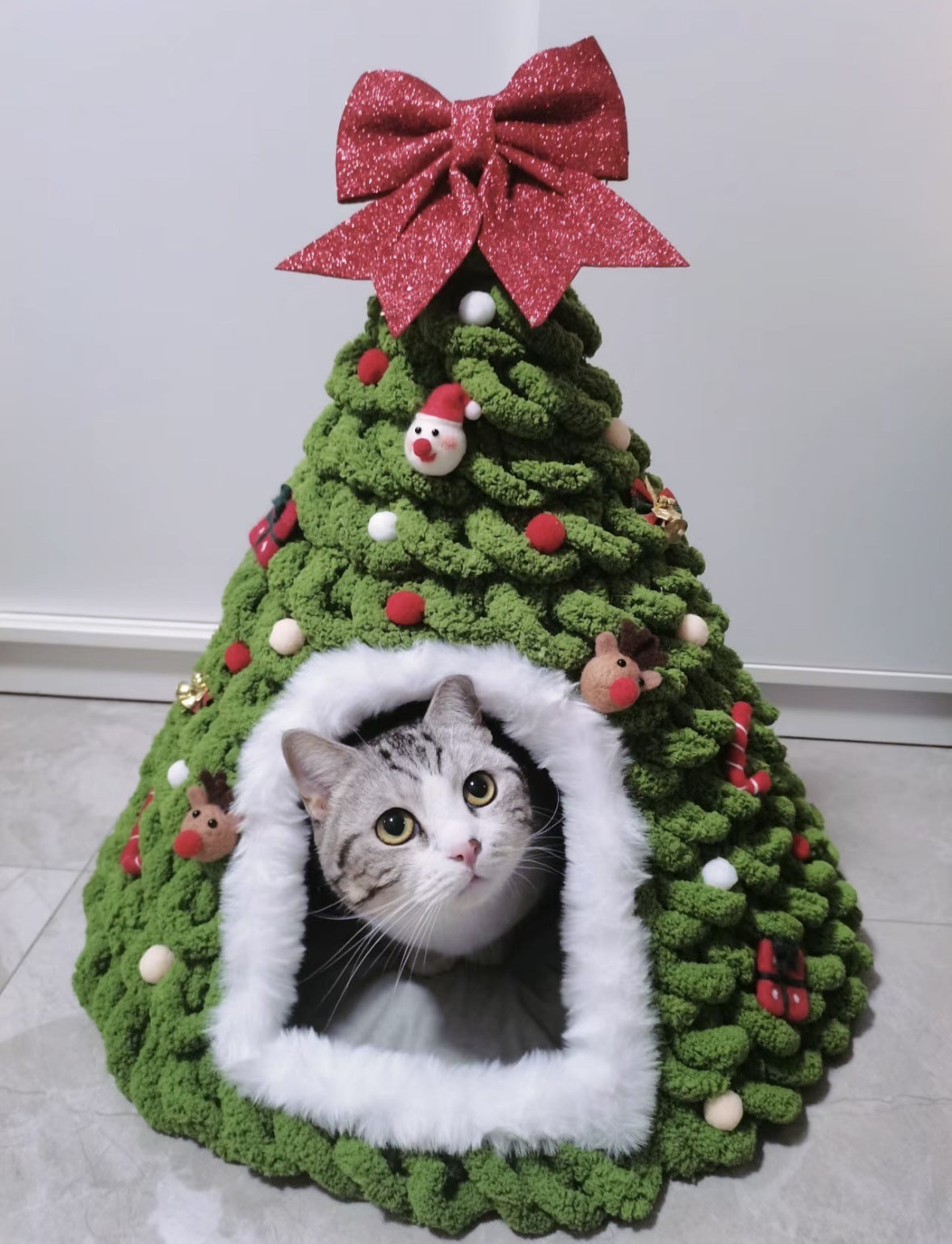 HKM-163923 Cozy Handmade Felt Cat House Tent – Indoor Pet Nest for Cats Under 12 Pounds