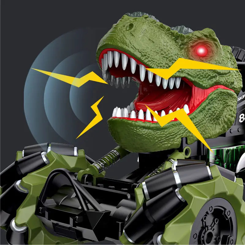 HKM-164051 Dinosaur Stunt RC Car 1/18 Scale Remote Control Toy for Kids with Spray Feature