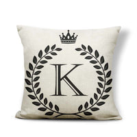 HKM-164179 Black and White Pattern Letter Assembly Pillowcase - 45x45cm Polyester Linen Cushion Cover