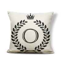HKM-164179 Black and White Pattern Letter Assembly Pillowcase - 45x45cm Polyester Linen Cushion Cover