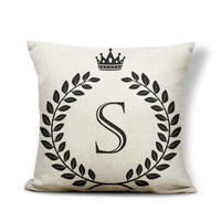 HKM-164179 Black and White Pattern Letter Assembly Pillowcase - 45x45cm Polyester Linen Cushion Cover