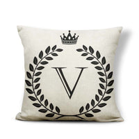 HKM-164179 Black and White Pattern Letter Assembly Pillowcase - 45x45cm Polyester Linen Cushion Cover