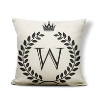 HKM-164179 Black and White Pattern Letter Assembly Pillowcase - 45x45cm Polyester Linen Cushion Cover