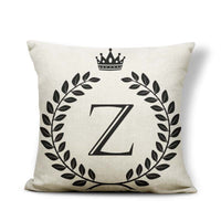 HKM-164179 Black and White Pattern Letter Assembly Pillowcase - 45x45cm Polyester Linen Cushion Cover