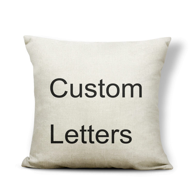 HKM-164179 Black and White Pattern Letter Assembly Pillowcase - 45x45cm Polyester Linen Cushion Cover