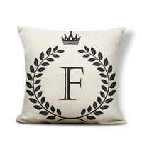 HKM-164179 Black and White Pattern Letter Assembly Pillowcase - 45x45cm Polyester Linen Cushion Cover