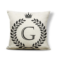 HKM-164179 Black and White Pattern Letter Assembly Pillowcase - 45x45cm Polyester Linen Cushion Cover