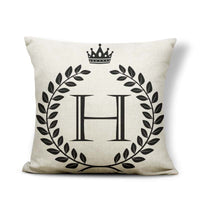 HKM-164179 Black and White Pattern Letter Assembly Pillowcase - 45x45cm Polyester Linen Cushion Cover