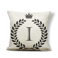 HKM-164179 Black and White Pattern Letter Assembly Pillowcase - 45x45cm Polyester Linen Cushion Cover