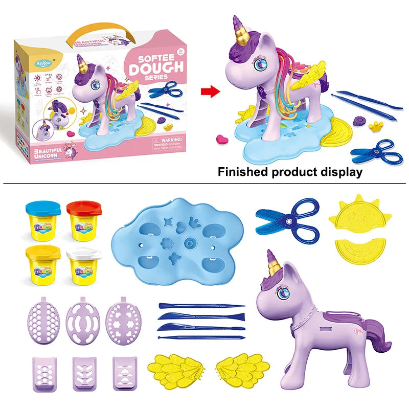 HKM-164371 Soft Clay Noodles Playdough Set with 4 Color Options for Creative Play and DIY Modeling