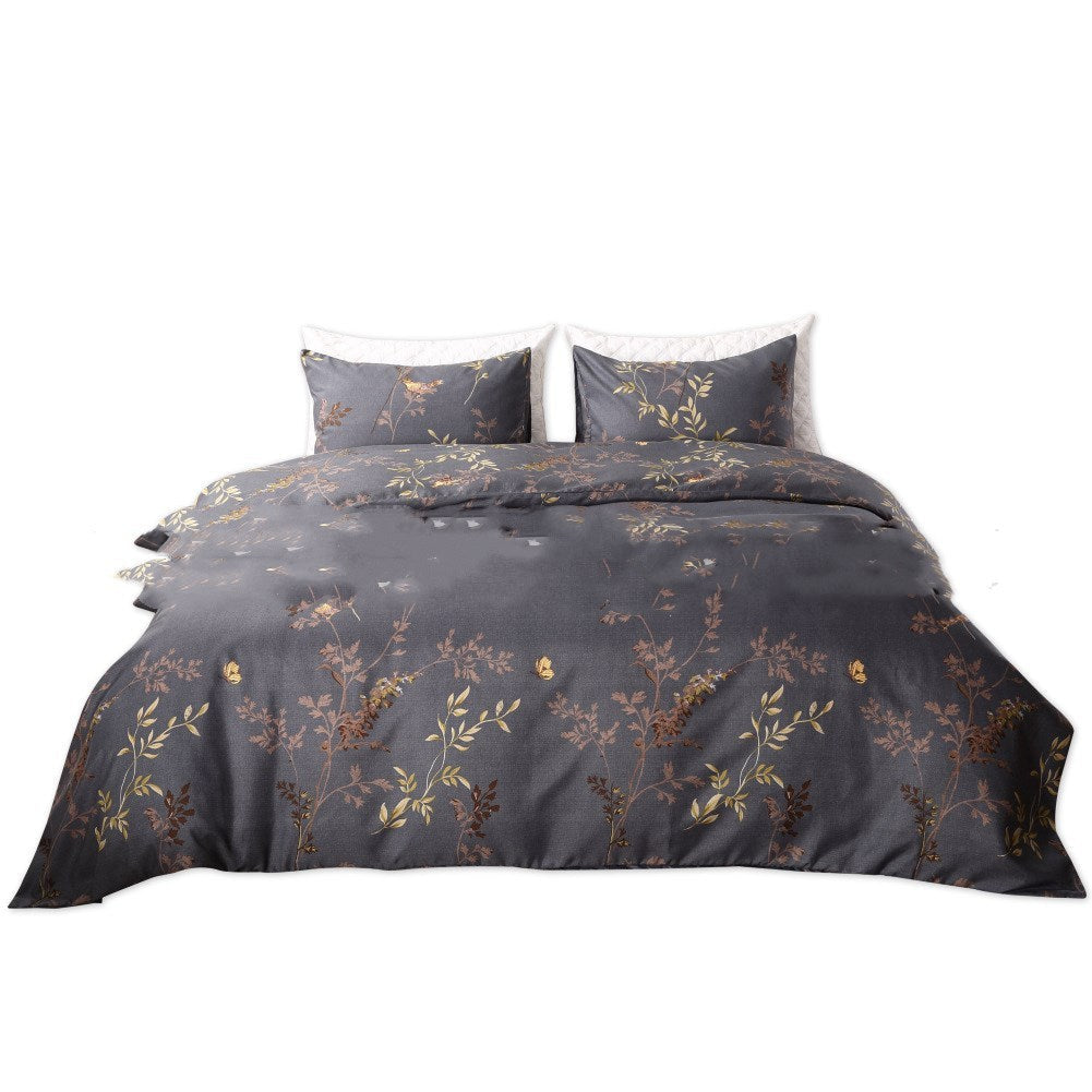 HKM-164563 Luxury Three-Piece Bedding Set with Geometric Duvet Cover and Pillowcases in Polyester