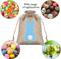 HKM-164627 Easter Burlap Gift Bags - 24pc Drawstring Rabbit Candy Treat Sacks for Party Favors