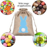 HKM-164627 Easter Burlap Gift Bags - 24pc Drawstring Rabbit Candy Treat Sacks for Party Favors