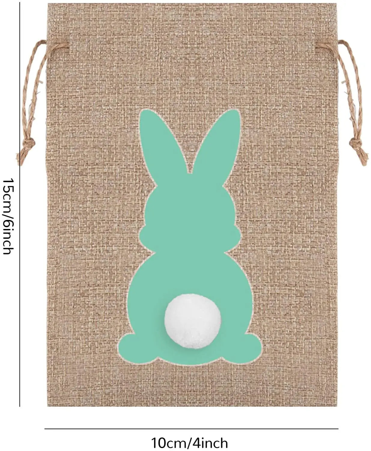 HKM-164627 Easter Burlap Gift Bags - 24pc Drawstring Rabbit Candy Treat Sacks for Party Favors