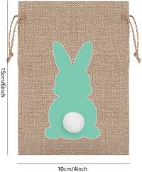 HKM-164627 Easter Burlap Gift Bags - 24pc Drawstring Rabbit Candy Treat Sacks for Party Favors