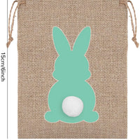 HKM-164627 Easter Burlap Gift Bags - 24pc Drawstring Rabbit Candy Treat Sacks for Party Favors