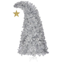 HKM-164755 6 FT Silver Bent Top Pre-lit Christmas Tree with 300 LED Lights and 900 Branch Tips