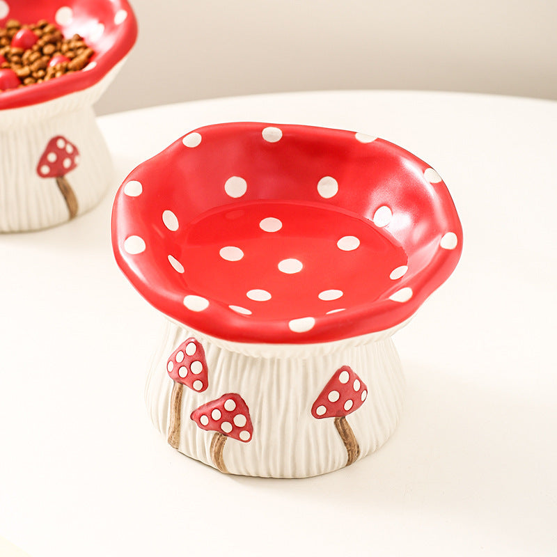 HKM-164819 Creative Mushroom Design Tall Pet Bowl for Dogs and Cats - Ideal Food and Water Basin